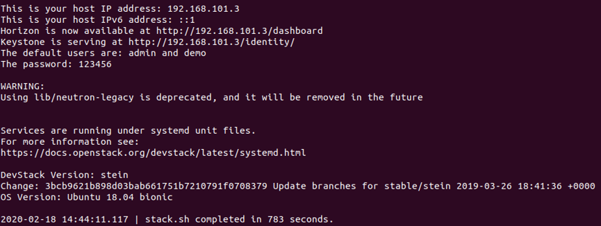 ubuntu 18.04安装S版devstack